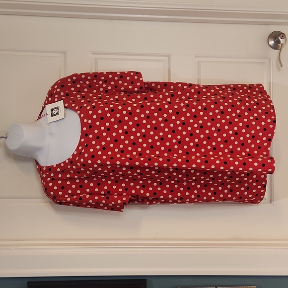 Anne Klein Pinot/ Anne White Polka Dot Stretch Blouse - Picture 1 of 9